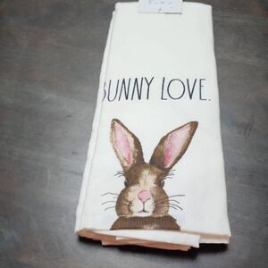 Rae Dunn SOME BUNNY LOVES YOU kitchen set of 2 towels